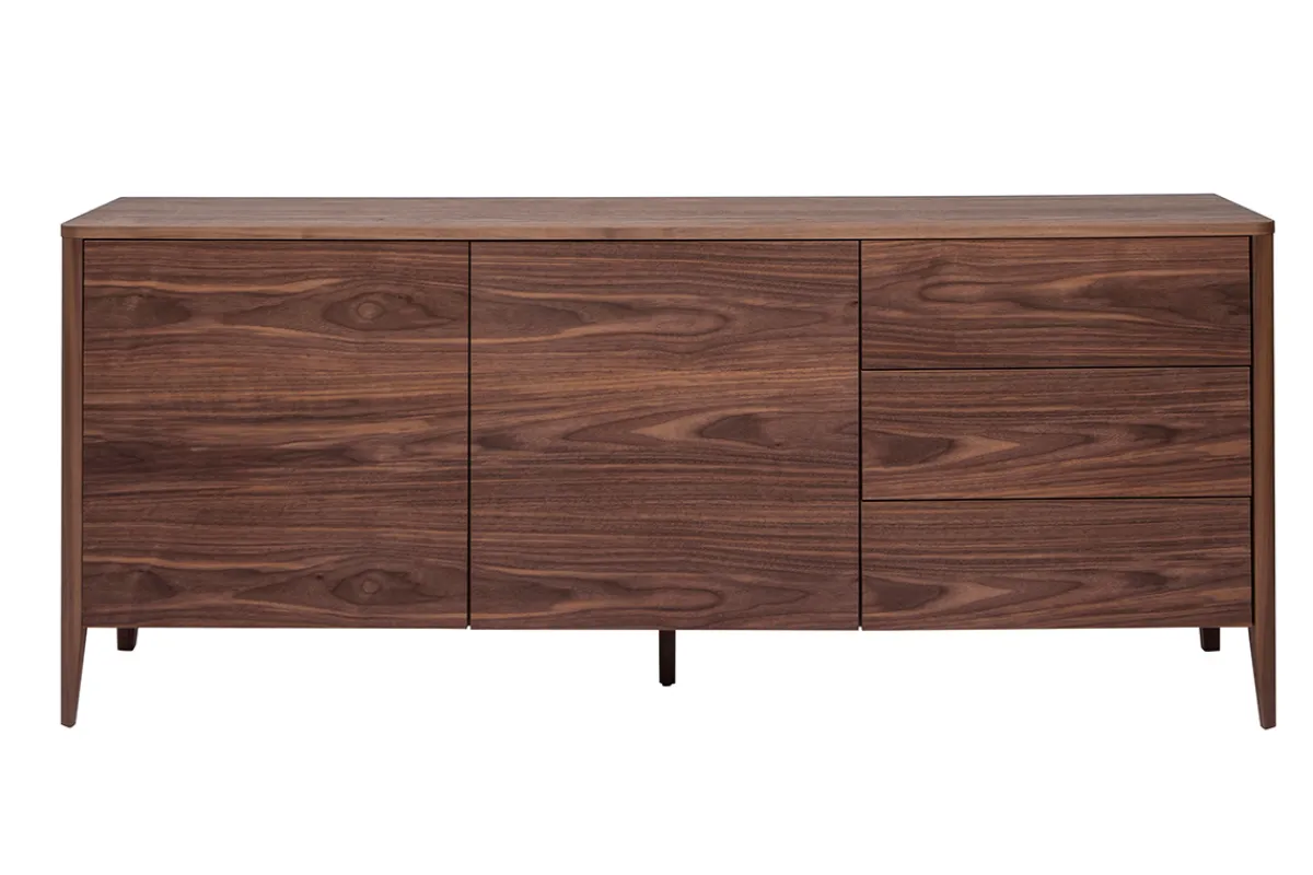 Miliboo Vintage-Sideboard mit 2 Türen und 3 Schubladen Walnussfurnier B180 cm BENJA* Sideboards