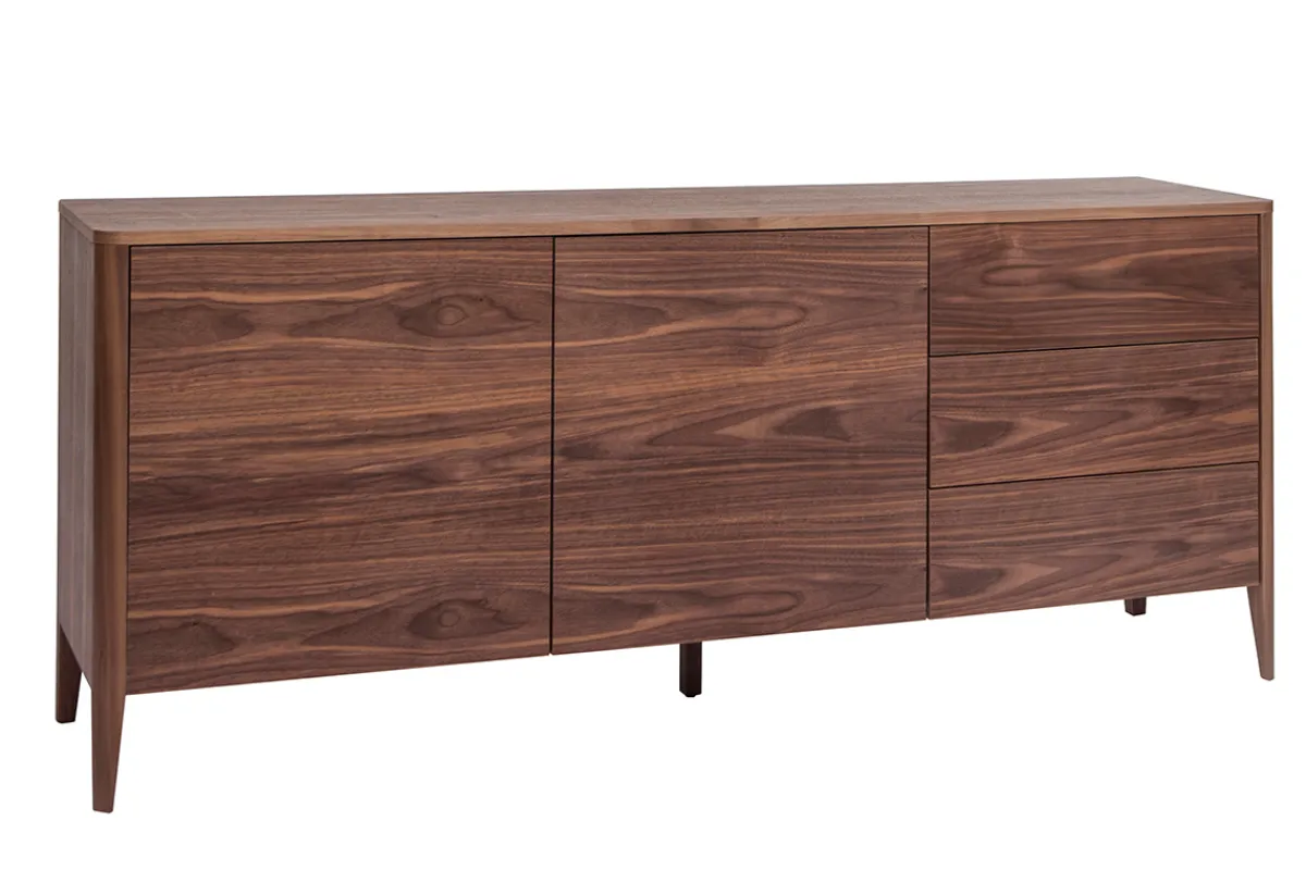 Miliboo Vintage-Sideboard mit 2 Türen und 3 Schubladen Walnussfurnier B180 cm BENJA* Sideboards