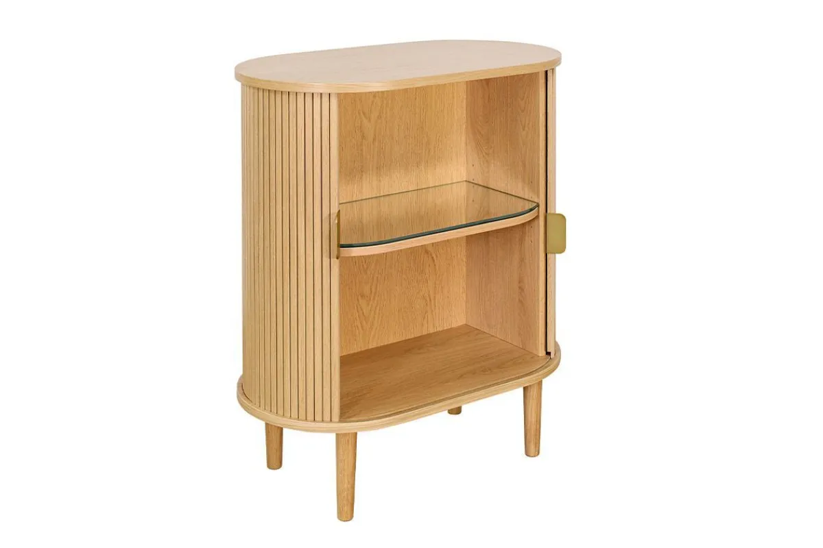 Miliboo Vintage-Sideboard mit Schiebetüren aus hellem Eichenfurnier B70 cm EPIC* Sideboards|Flurmöbel