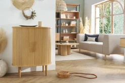 Miliboo Vintage-Sideboard mit Schiebetüren aus hellem Eichenfurnier B70 cm EPIC* Sideboards|Flurmöbel