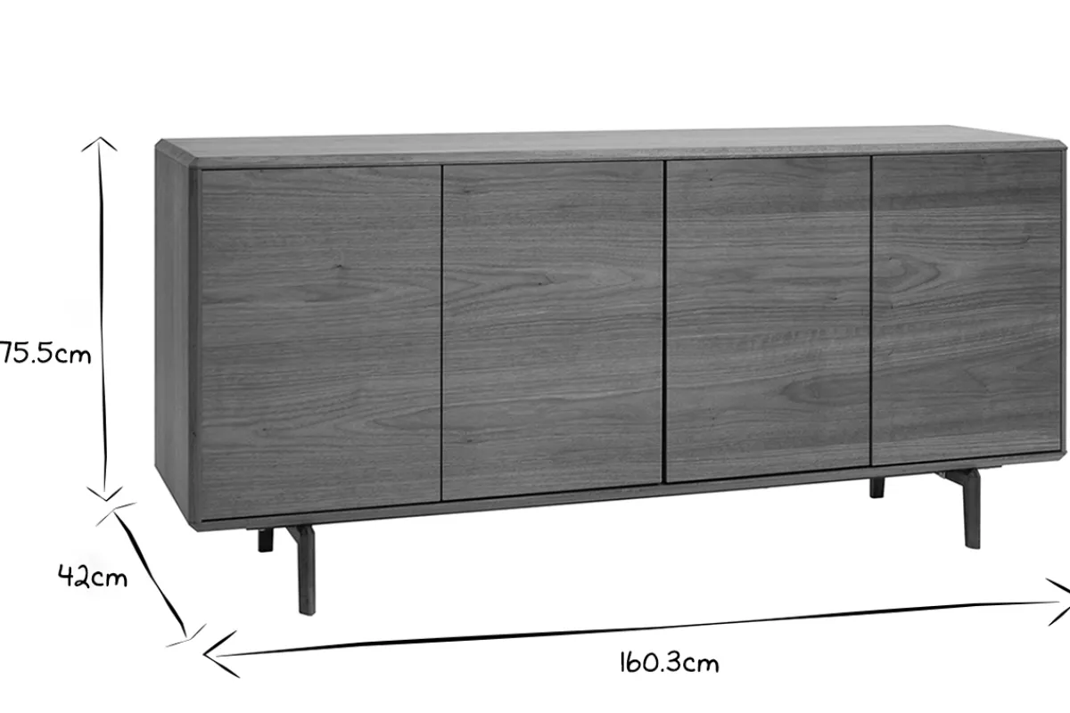 Miliboo Vintage-Sideboard mit vier Türen aus dunklem Holz B160 cm SUVA* Sideboards