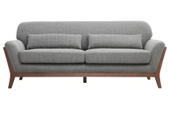 Miliboo Vintage-Sofa in Grau und Nussbaum 3-Sitzer YOKO* Design-sofas