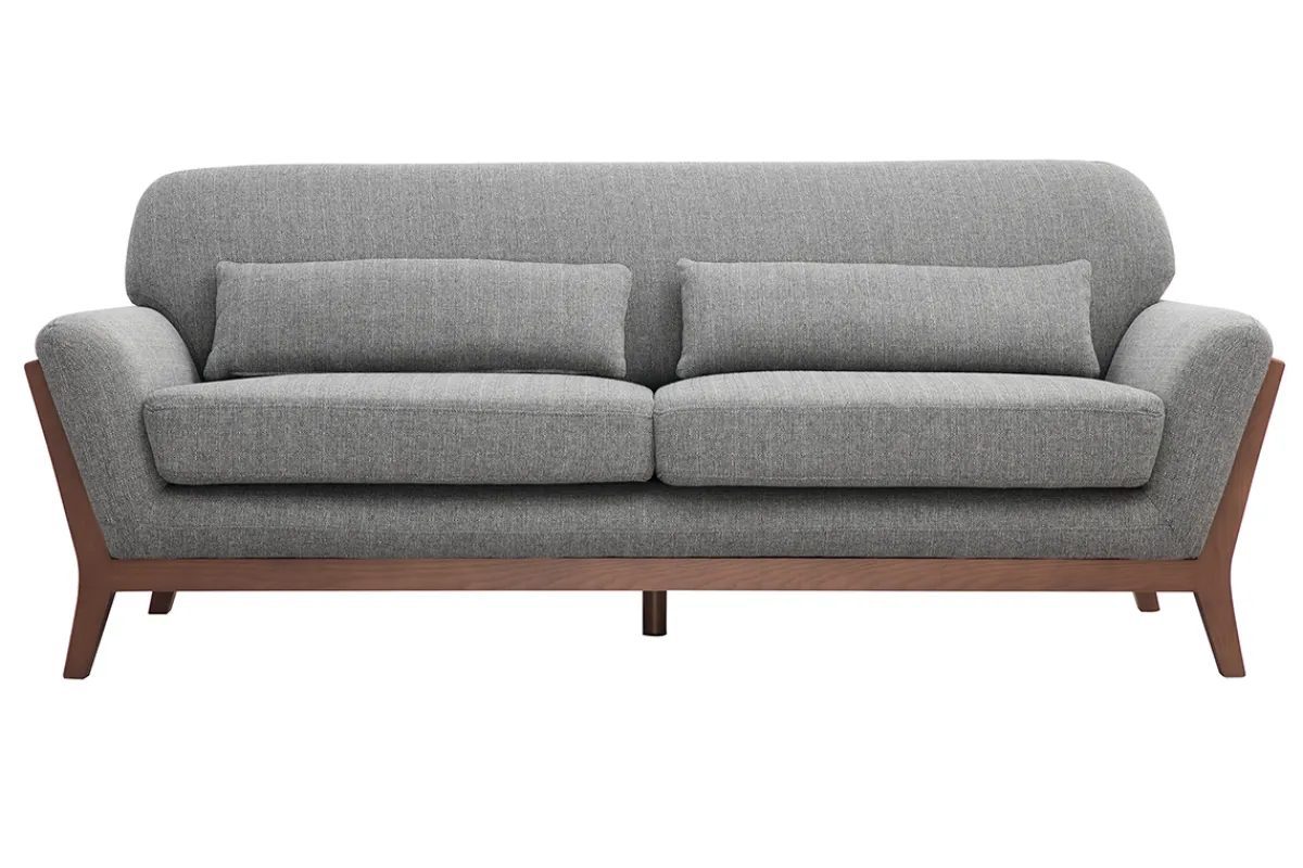 Miliboo Vintage-Sofa in Grau und Nussbaum 3-Sitzer YOKO* Design-sofas