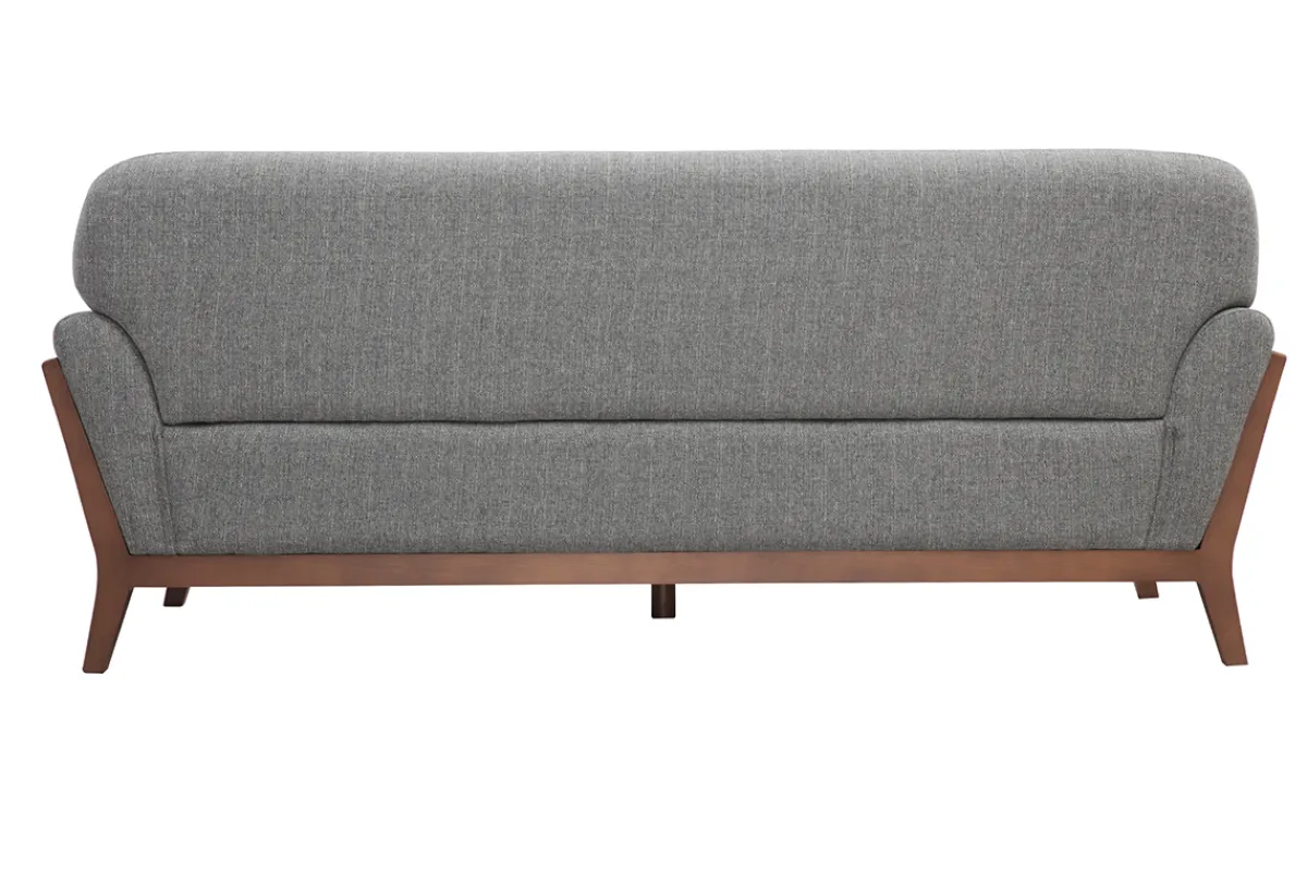 Miliboo Vintage-Sofa in Grau und Nussbaum 3-Sitzer YOKO* Design-sofas