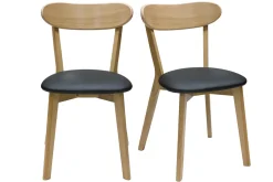 Miliboo Vintage-Stühle aus hellem Holz mit Eichenfurnier und schwarzem Stoff (2er-Set) DOVE* Design-stühle