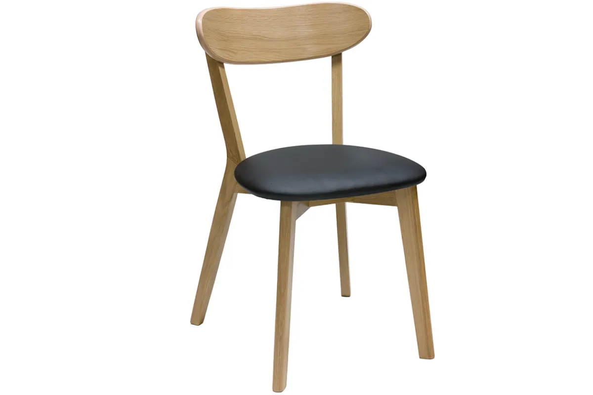 Miliboo Vintage-Stühle aus hellem Holz mit Eichenfurnier und schwarzem Stoff (2er-Set) DOVE* Design-stühle