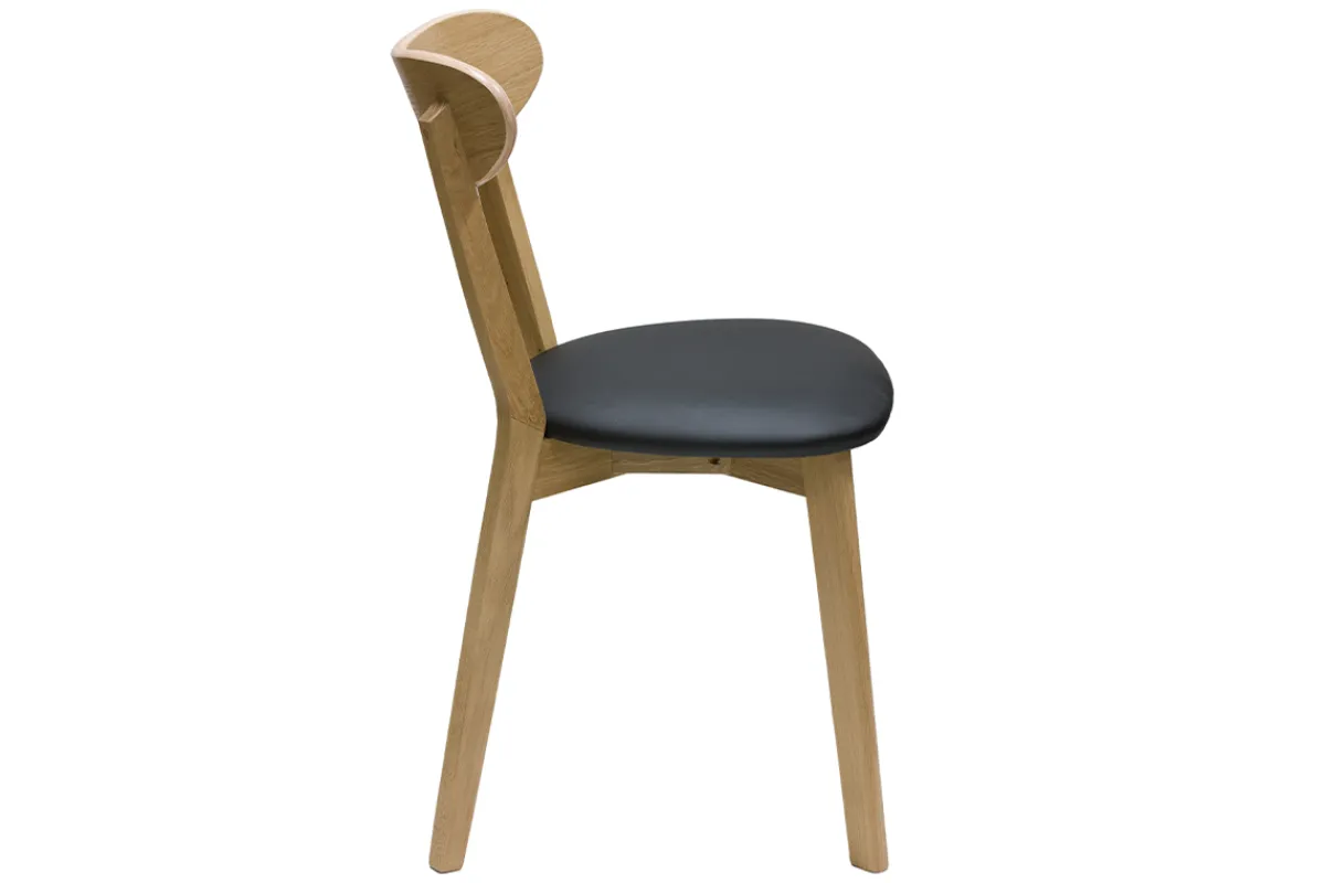 Miliboo Vintage-Stühle aus hellem Holz mit Eichenfurnier und schwarzem Stoff (2er-Set) DOVE* Design-stühle