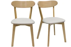 Miliboo Vintage-Stühle aus hellem Holz mit Eichenfurnier und beigem Stoff (2er-Set) DOVE* Design-stühle