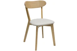 Miliboo Vintage-Stühle aus hellem Holz mit Eichenfurnier und beigem Stoff (2er-Set) DOVE* Design-stühle