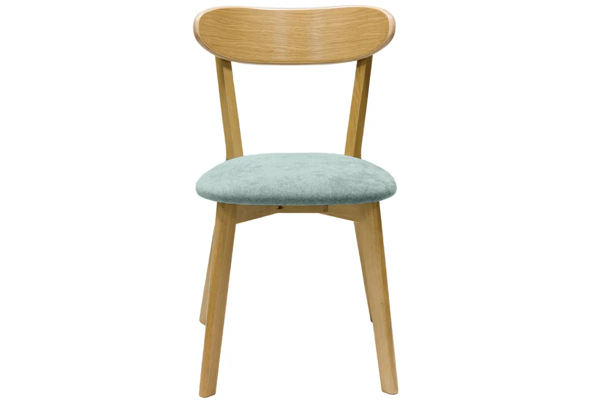 Miliboo Vintage-Stühle aus hellem Holz mit Eichenfurnier und Stoff mit strukturiertem Samteffekt in Seladongrün (2er-Set) DOVE* Design-stühle
