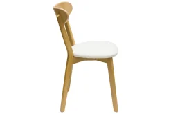 Miliboo Vintage-Stühle aus hellem Holz mit Eichenfurnier und weißem Stoff mit strukturiertem Samteffekt (2er-Set) DOVE* Design-stühle