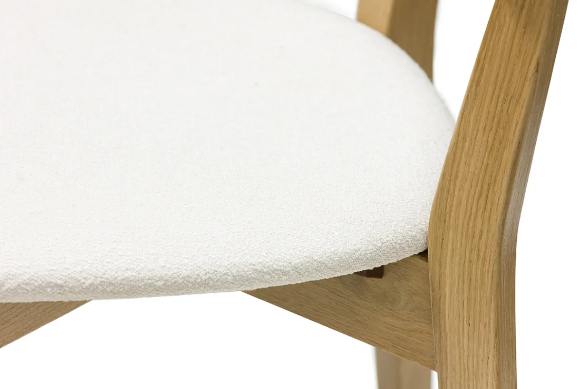Miliboo Vintage-Stühle aus hellem Holz mit Eichenfurnier und weißem Stoff mit strukturiertem Samteffekt (2er-Set) DOVE* Design-stühle