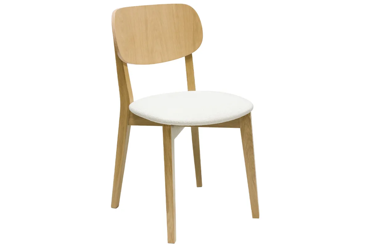 Miliboo Vintage-Stühle aus hellem Holz mit Eichenfurnier und weißem Stoff mit strukturiertem Samteffekt (2er-Set) LUCIA* Design-stühle