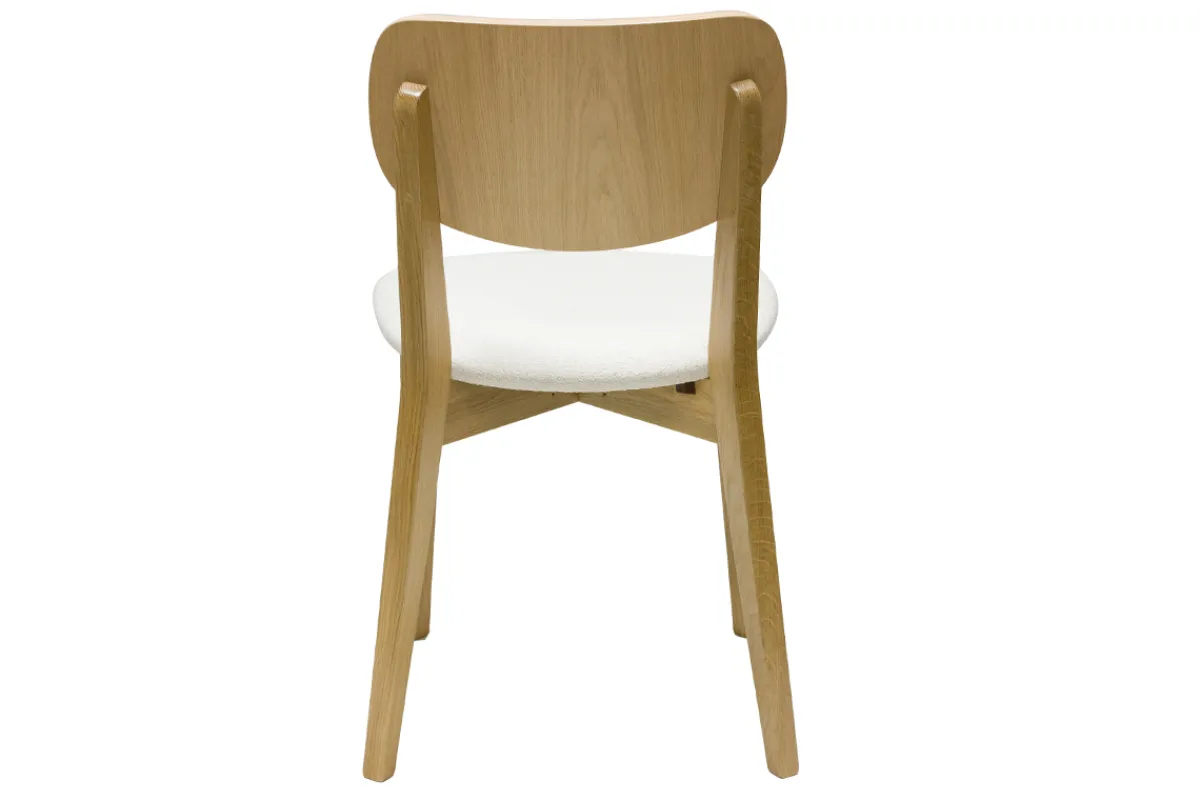 Miliboo Vintage-Stühle aus hellem Holz mit Eichenfurnier und weißem Stoff mit strukturiertem Samteffekt (2er-Set) LUCIA* Design-stühle