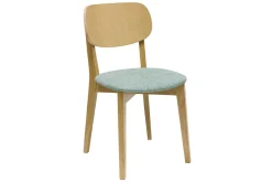 Miliboo Vintage-Stühle aus hellem Holz mit Eichenfurnier und Stoff mit strukturiertem Samteffekt in Seladongrün (2er-Set) LUCIA* Design-stühle
