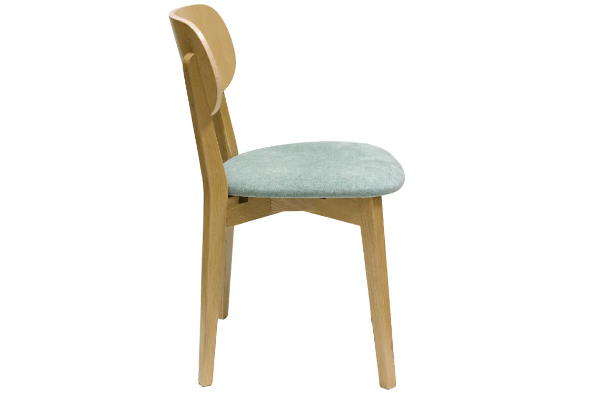 Miliboo Vintage-Stühle aus hellem Holz mit Eichenfurnier und Stoff mit strukturiertem Samteffekt in Seladongrün (2er-Set) LUCIA* Design-stühle