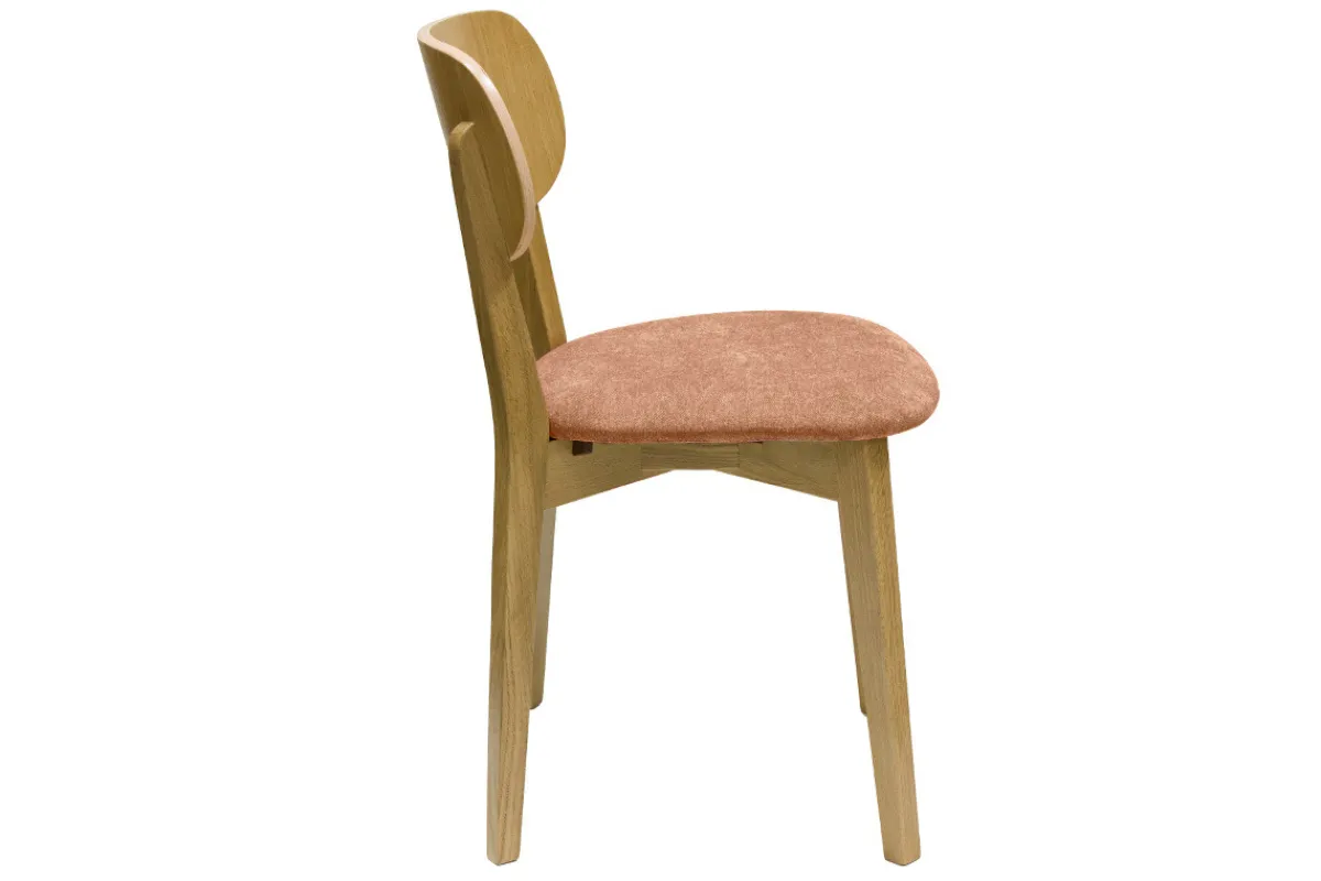 Miliboo Vintage-Stühle aus hellem Holz mit Eichenfurnier und Stoff mit strukturiertem Samteffekt in Terracotta (2er-Set) LUCIA* Design-stühle