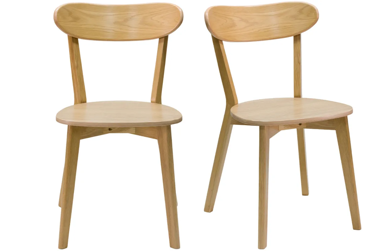 Miliboo Vintage-Stühle aus hellem Holz mit Eichenfurnier (2er-Set) DOVE* Design-stühle|Holzstühle