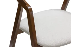 Miliboo Vintage-Stühle aus Massivholz mit Walnussfurnier und weißem Stoff mit Bouclé-Wolleffekt (2er-Set) LOVA* Design-stühle