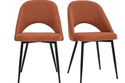 Miliboo Vintage-Stühle aus Stoff mit strukturiertem Samteffekt in Rostbraun und schwarze Metallfüße (2er-Set) COSETTE* Design-stühle