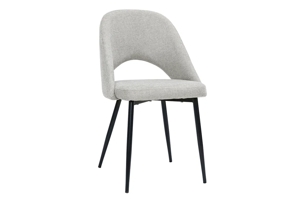 Miliboo Vintage-Stühle aus Stoff mit strukturiertem Samteffekt in Grau und schwarze Metallfüße (2er-Set) COSETTE* Design-stühle