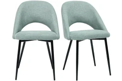 Miliboo Vintage-Stühle aus Stoff mit strukturiertem Samteffekt in Seladongrün und schwarze Metallfüße (2er-Set) COSETTE* Design-stühle