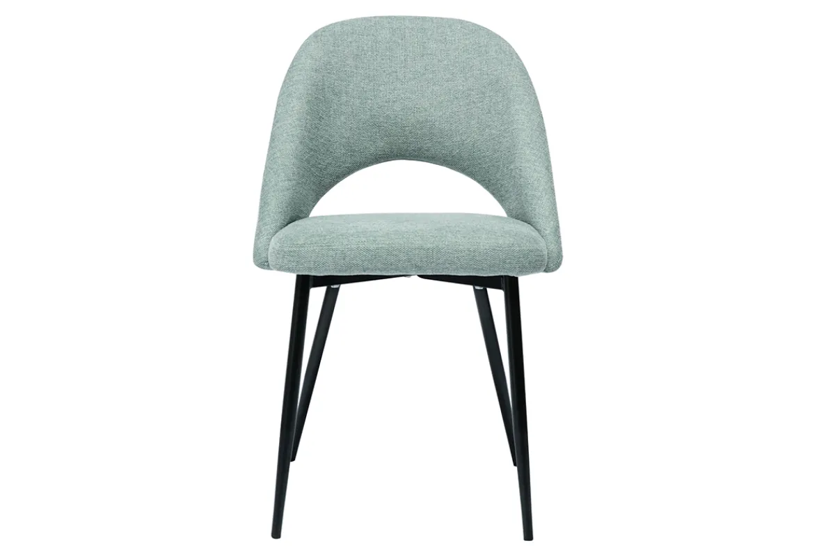 Miliboo Vintage-Stühle aus Stoff mit strukturiertem Samteffekt in Seladongrün und schwarze Metallfüße (2er-Set) COSETTE* Design-stühle