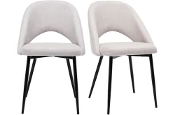 Miliboo Vintage-Stühle aus Stoff mit strukturiertem Samteffekt in Beige und schwarze Metallfüße (2er-Set) COSETTE* Design-stühle