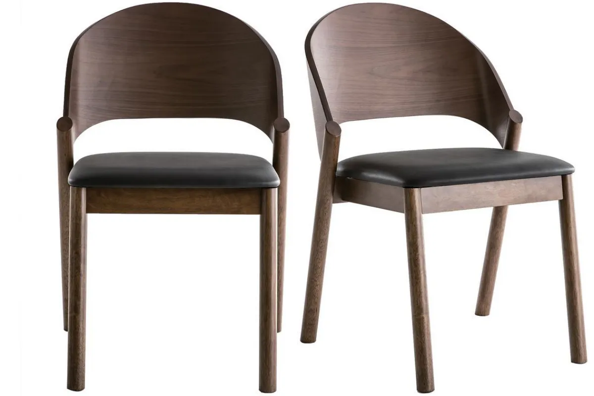 Miliboo Vintage-Stühle aus Walnuss und in Schwarz (2er-Set) AVALON* Design-stühle|Holzstühle