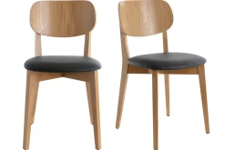 Miliboo Vintage-Stühle Eichenholz und schwarze Sitzfläche (2er-Set) LUCIA* Design-stühle|Holzstühle