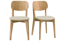 Miliboo Vintage-Stühle Eichenholz und beige Sitzfläche (2er-Set) LUCIA* Design-stühle|Holzstühle