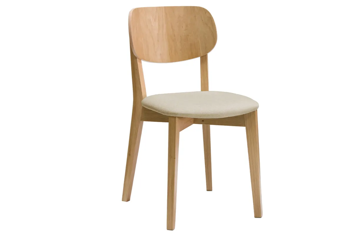 Miliboo Vintage-Stühle Eichenholz und beige Sitzfläche (2er-Set) LUCIA* Design-stühle|Holzstühle