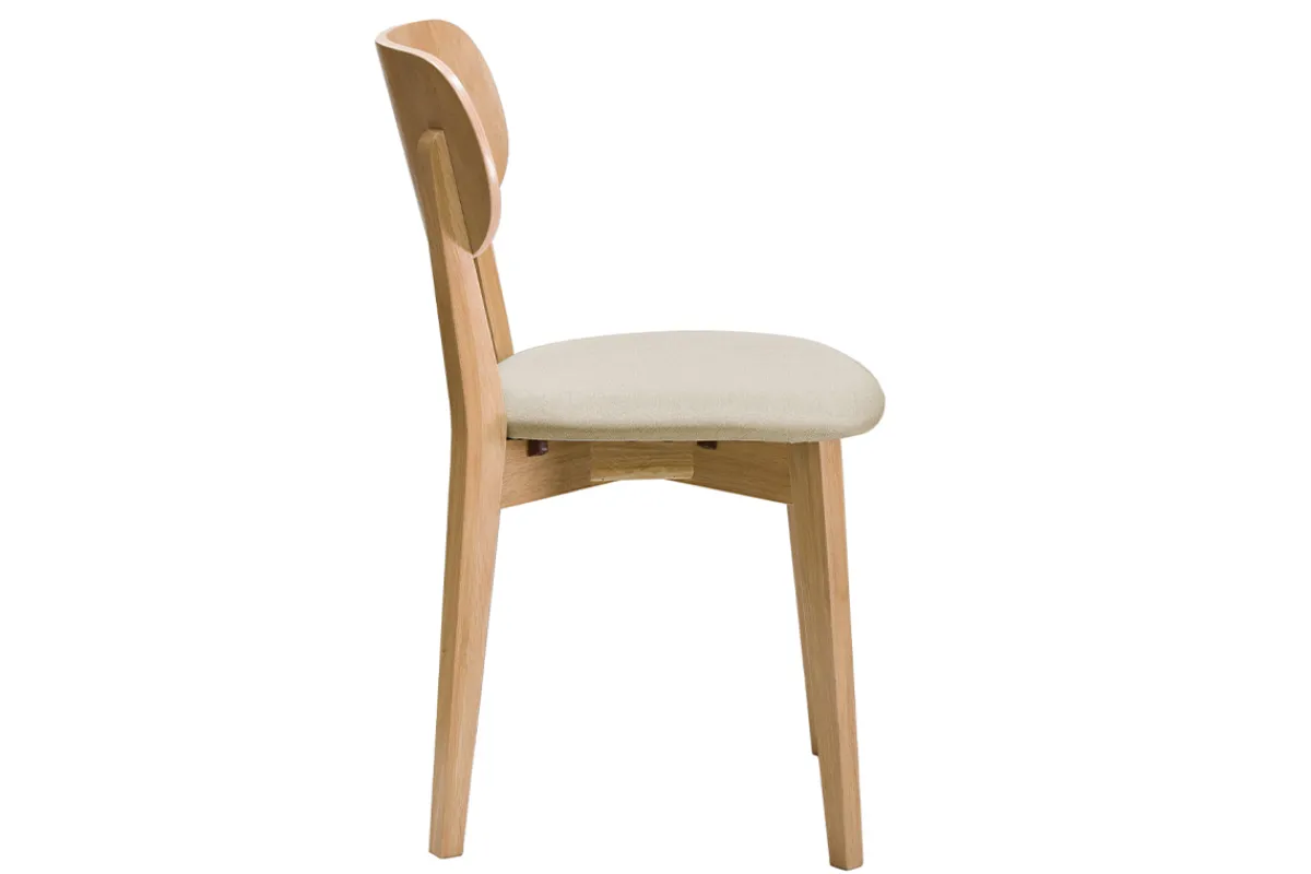 Miliboo Vintage-Stühle Eichenholz und beige Sitzfläche (2er-Set) LUCIA* Design-stühle|Holzstühle