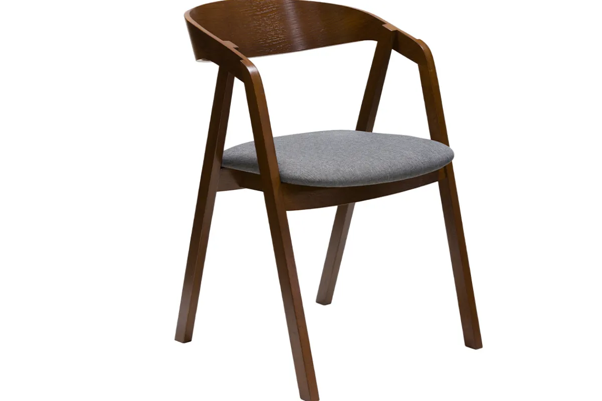 Miliboo Vintage-Stühle Massivholz nussbaumfarben gebeizt und grauer Stoff (2er-Set) LOVA* Design-stühle|Holzstühle
