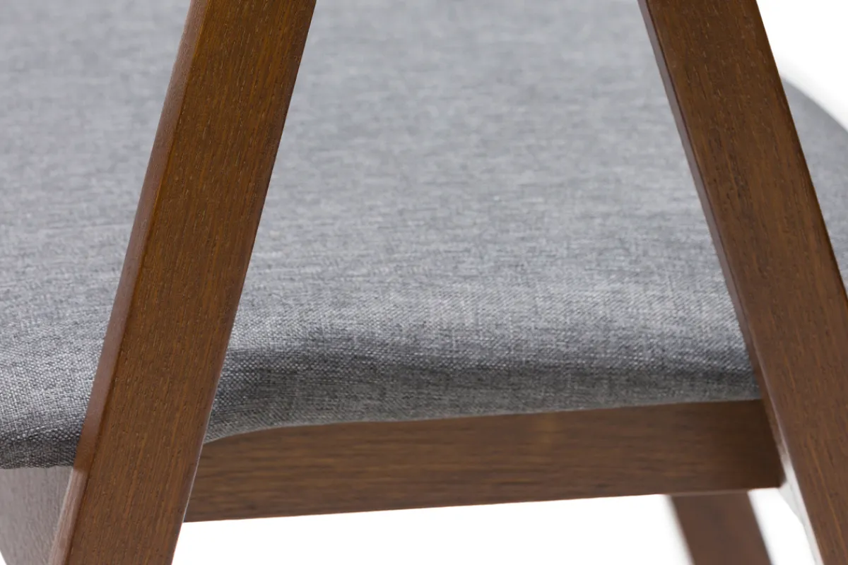 Miliboo Vintage-Stühle Massivholz nussbaumfarben gebeizt und grauer Stoff (2er-Set) LOVA* Design-stühle|Holzstühle