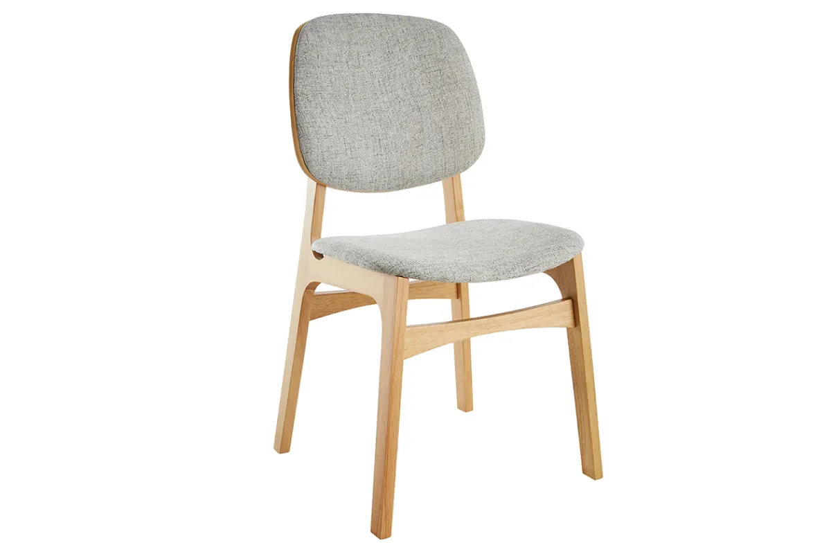 Miliboo Vintage-Stühle mit hellgrauem Stoff und hellem Holz (2er-Set) SOQUETTE* Design-stühle|Holzstühle