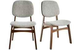 Miliboo Vintage-Stühle mit hellgrauem Stoff und dunklem Holz (2er-Set) SOQUETTE* Design-stühle|Holzstühle