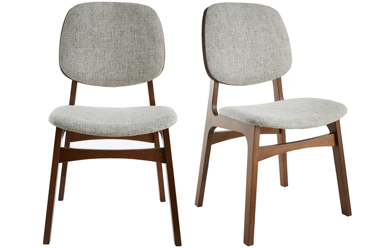 Miliboo Vintage-Stühle mit hellgrauem Stoff und dunklem Holz (2er-Set) SOQUETTE* Design-stühle|Holzstühle
