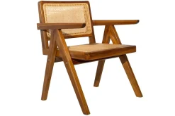 Miliboo Vintage-Stuhl aus massivem Teakholz und Rattangeflecht JANNIE* Design-stühle|Holzstühle