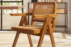 Miliboo Vintage-Stuhl aus massivem Teakholz und Rattangeflecht JANNIE* Design-stühle|Holzstühle