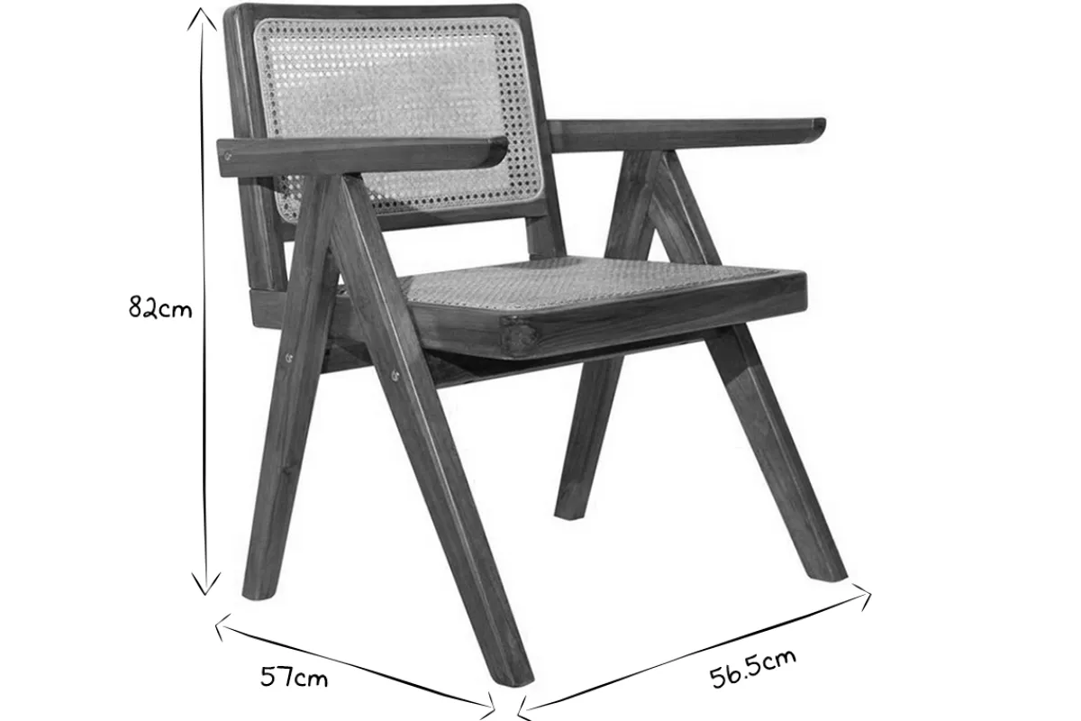 Miliboo Vintage-Stuhl aus massivem Teakholz und Rattangeflecht JANNIE* Design-stühle|Holzstühle