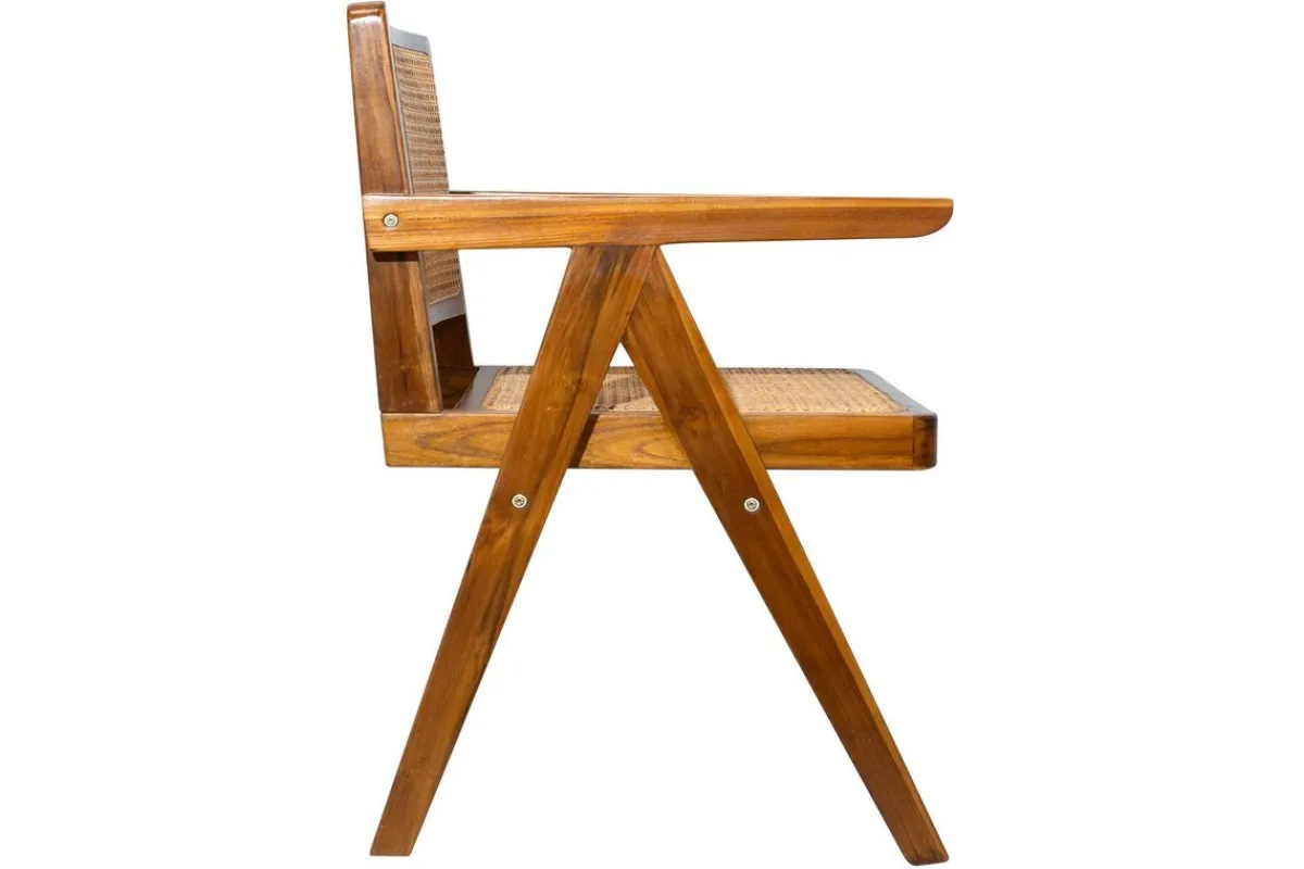 Miliboo Vintage-Stuhl aus massivem Teakholz und Rattangeflecht JANNIE* Design-stühle|Holzstühle