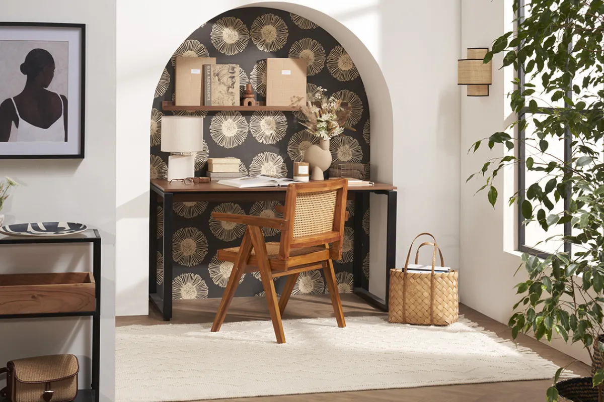 Miliboo Vintage-Stuhl aus massivem Teakholz und Rattangeflecht JANNIE* Design-stühle|Holzstühle
