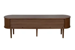 Miliboo Vintage-TV-Möbel aus dunklem Walnussfurnier mit Ablagefächern und 2 Schiebetüren B180 cm EPIC* Tv-lowboards