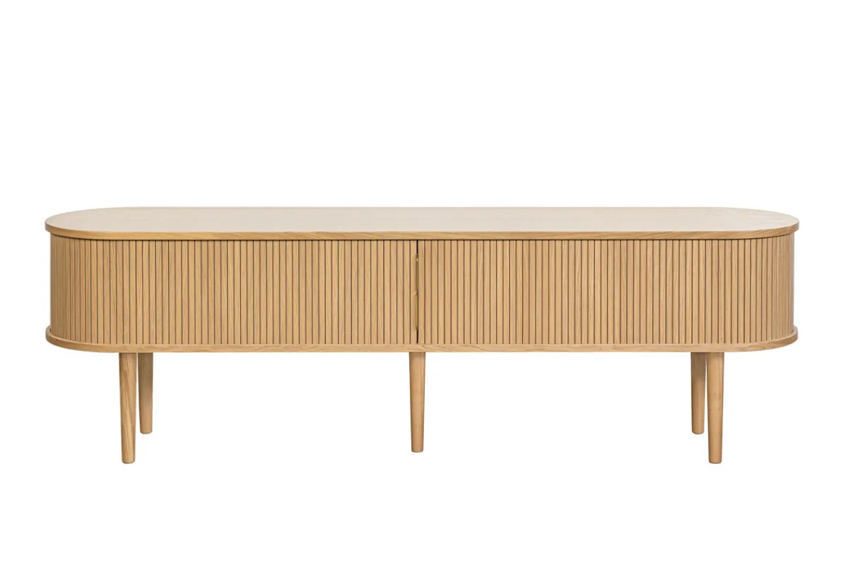 Miliboo Vintage-TV-Möbel aus hellem Eichenholz mit Ablagefächern und 2 Schiebetüren B180 cm EPIC* Tv-lowboards