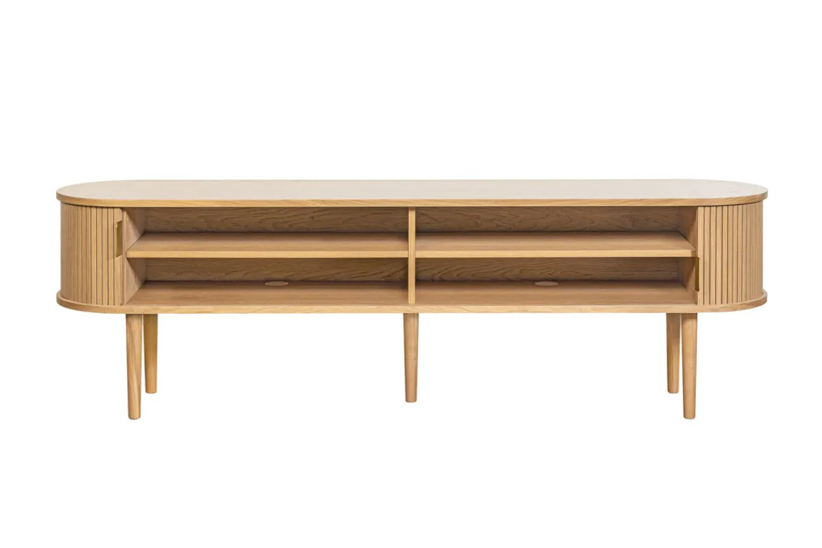 Miliboo Vintage-TV-Möbel aus hellem Eichenholz mit Ablagefächern und 2 Schiebetüren B180 cm EPIC* Tv-lowboards