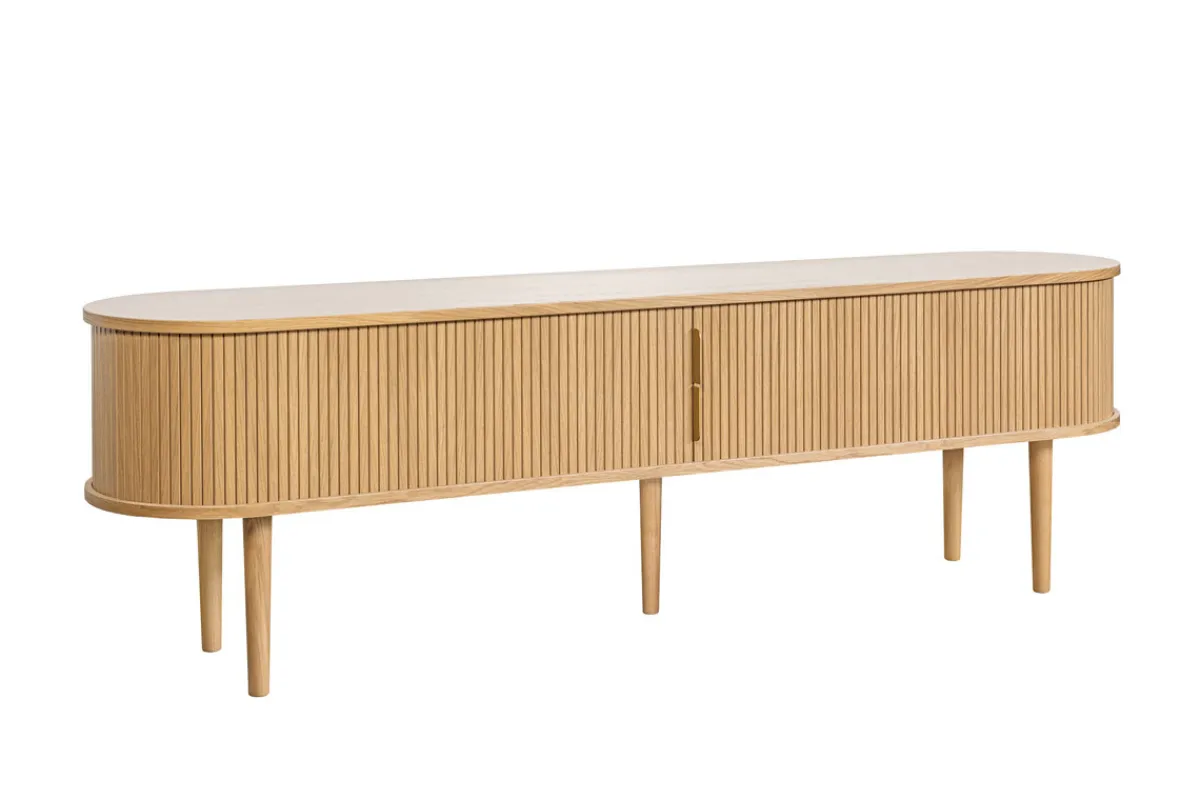 Miliboo Vintage-TV-Möbel aus hellem Eichenholz mit Ablagefächern und 2 Schiebetüren B180 cm EPIC* Tv-lowboards