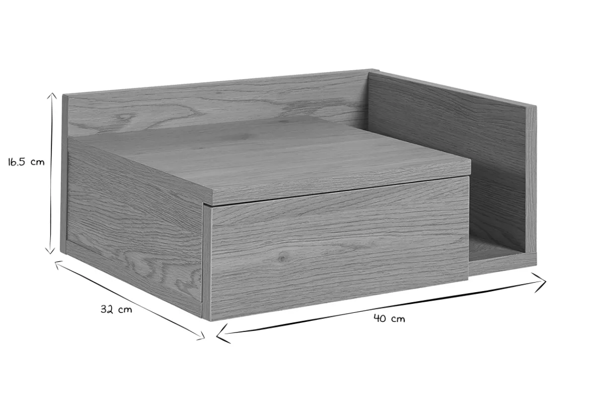 Miliboo Wand-Nachttisch mit hellem Eichenfurnier und Schublade B40 cm NASTY* Nachttische