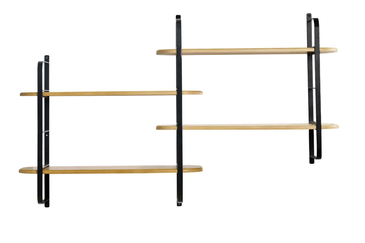 Miliboo Wandregal aus massivem Mangoholz und schwarzem Metall B122 cm AKINA* Bücherregale|Bücherregale
