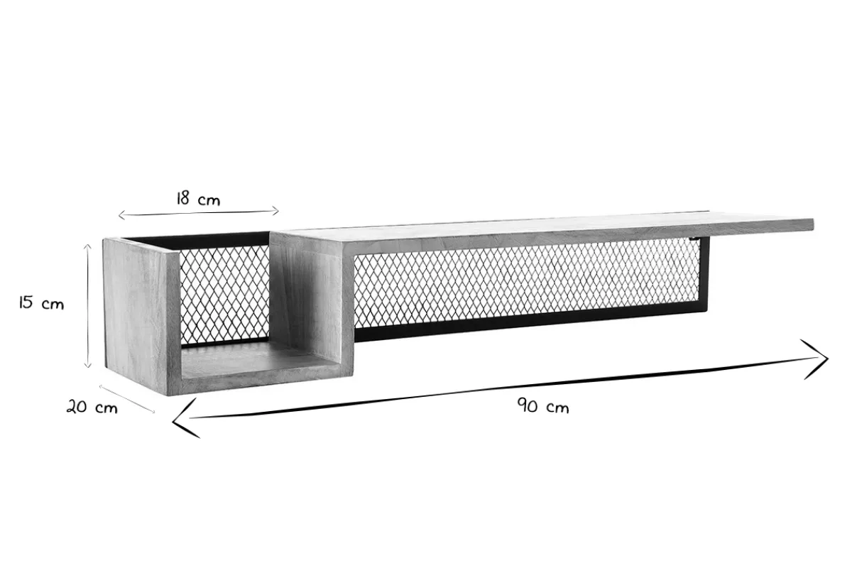 Miliboo Wandregal Industrie-Stil Mangoholz und Metall 90 cm RACK* Bücherregale|Bücherregale